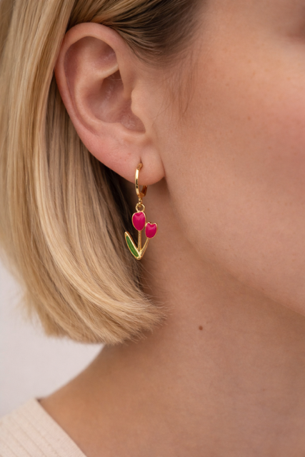 Orecchini con tulipani rosa