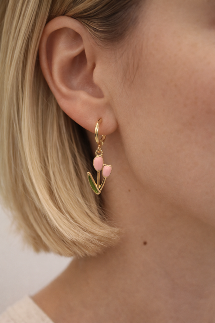 Orecchini con tulipani rosa