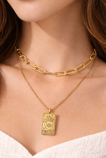 Collana con Tarocchi Sole Luna Mondo Fortuna Stelle