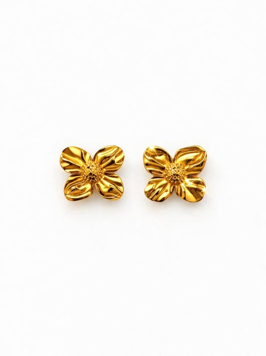Orecchini con fiore oro