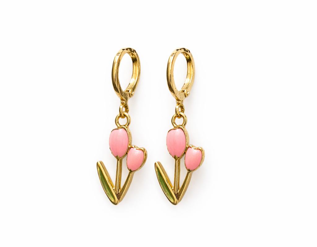 Orecchini con tulipani rosa