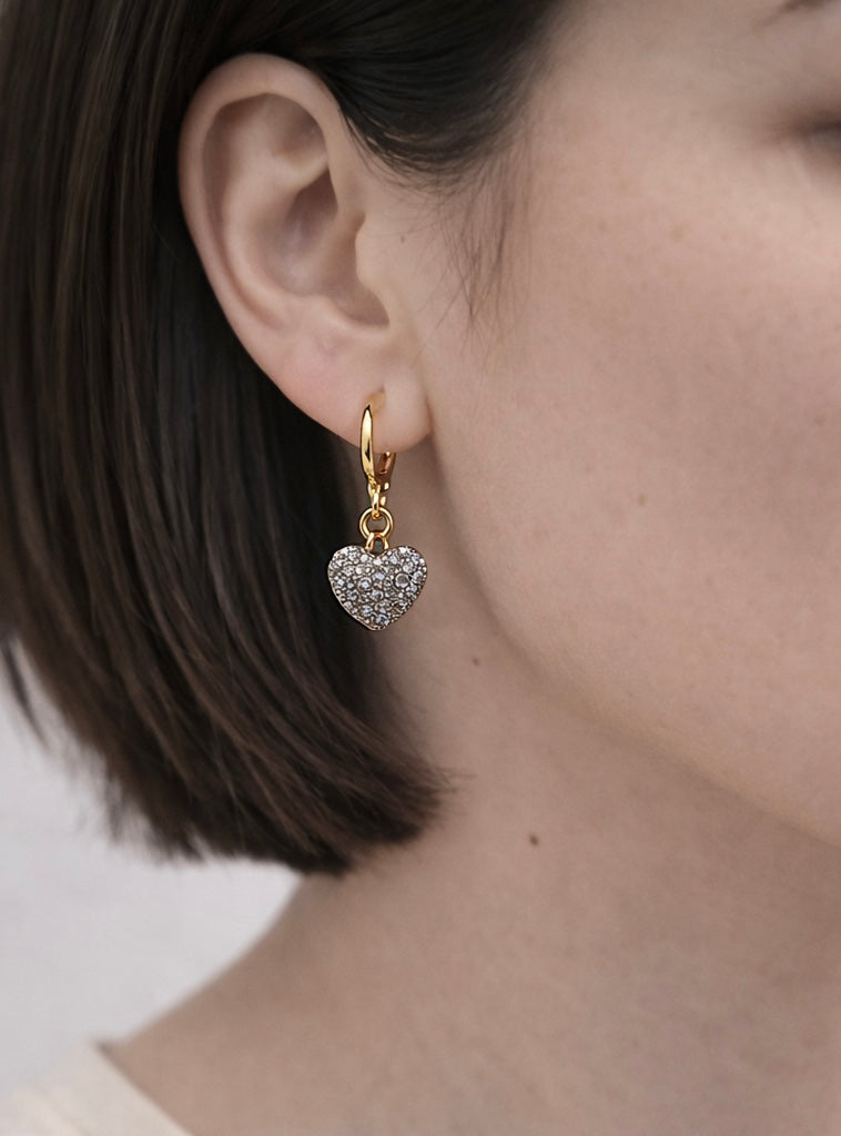 Orecchini con cuore con zirconi
